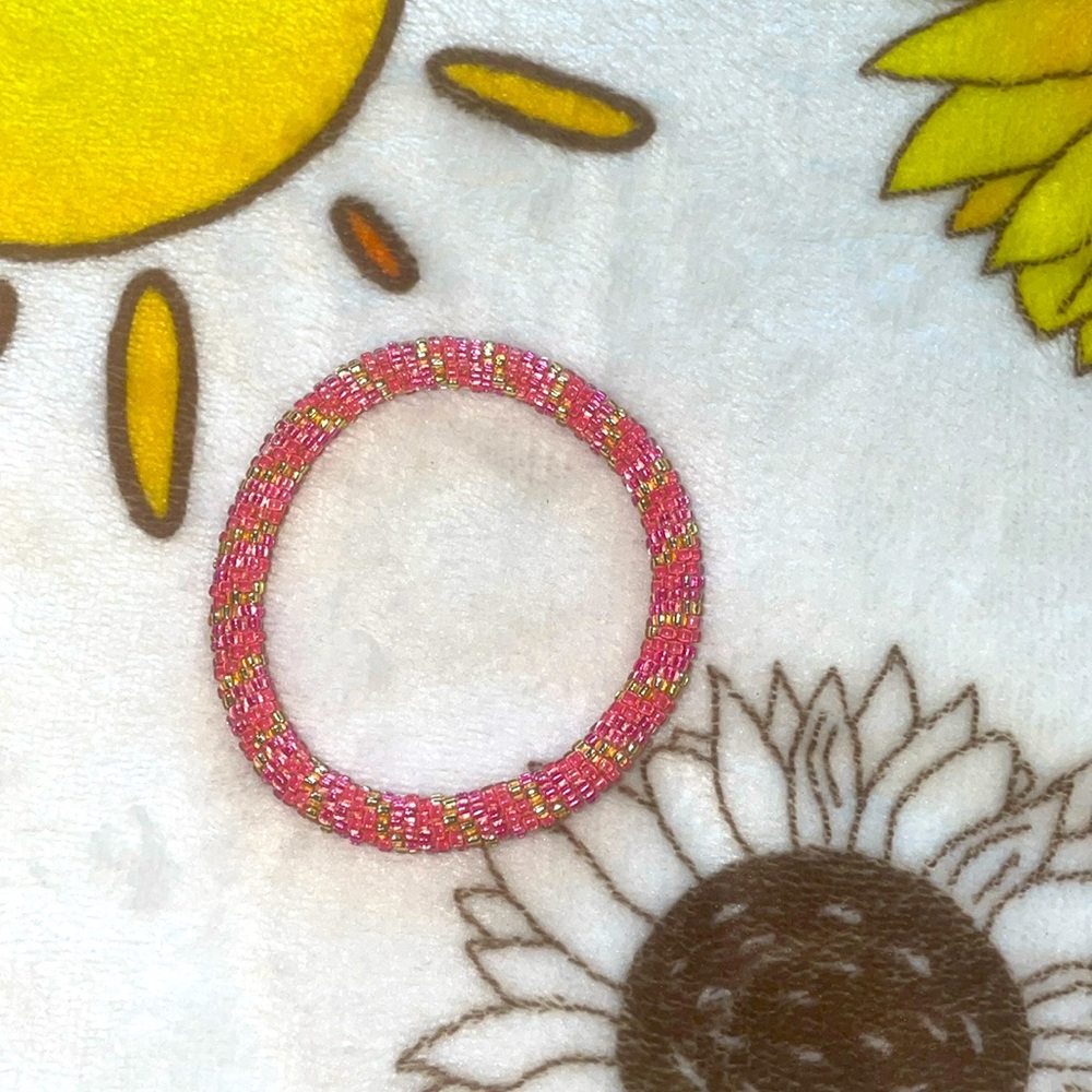 Pink and Gold Beaded Bracelet